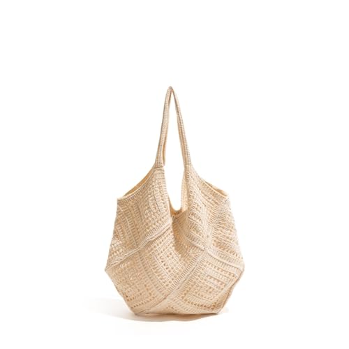 XIAQIQIFFF Sommer Häkeln Strand Schulter Tasche Frauen Mädchen Ästhetischen Mesh Hippie Stricken Urlaub(Beige) von XIAQIQIFFF