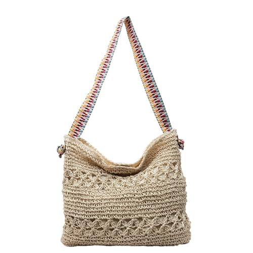 XIAQIQIFFF Sommer Stroh Strand Taschen for Frauen Handwoven Tote Handtasche Geldbörse Hobo(Beige) von XIAQIQIFFF