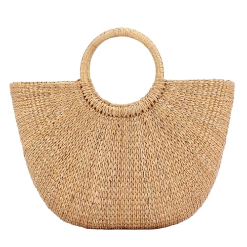 XIAQIQIFFF Strandtaschen for Frauen große Stroh Tote Handtasche Bast gewebt Sommer Urlaub Reisen(Khaki) von XIAQIQIFFF