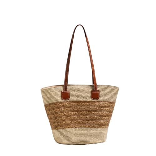 XIAQIQIFFF Stroh Handtasche gewebte Einkaufstasche mit Reißverschluss Sommer Schulter große Strand for Damen(Brown) von XIAQIQIFFF