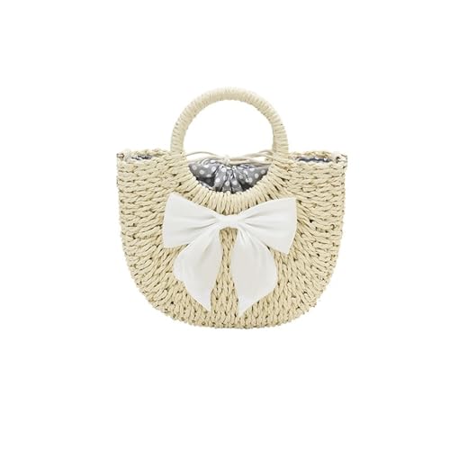 XIAQIQIFFF Stroh-Hobo-Taschen for Damen, kleine Umhängetasche, Strandtasche, gewebte Schulterhandtasche(Beige,S) von XIAQIQIFFF
