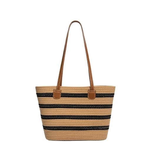 XIAQIQIFFF Stroh Strandtaschen for Frauen Tote Urlaub Urlaub Sommer gewebt Schulter Handtaschen(Brown) von XIAQIQIFFF