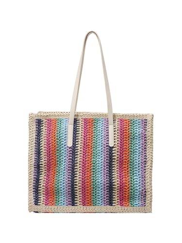 XIAQIQIFFF Stroh Tasche Strand Tote Handtasche for Frauen Große Sommer Gewebt Mit Reißverschluss(Beige) von XIAQIQIFFF