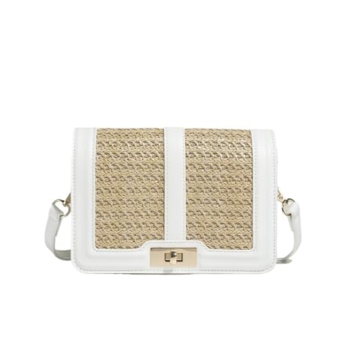 XIAQIQIFFF Stroh Umhängetasche for Frauen Sommer gewebt Strand Handtasche Crescent Schulter Geldbörsen mit verstellbarem Riemen 2025(Beige) von XIAQIQIFFF