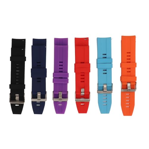 XIASABA 6 Stück Smartwatch-Armbänder aus Silikon mit Schnellverschluss, Ersatzarmbänder für GT2 GT3, breite Anwendung (Rot, Lila, Blau, Dunkelblau, Orange, Schwarz) von XIASABA