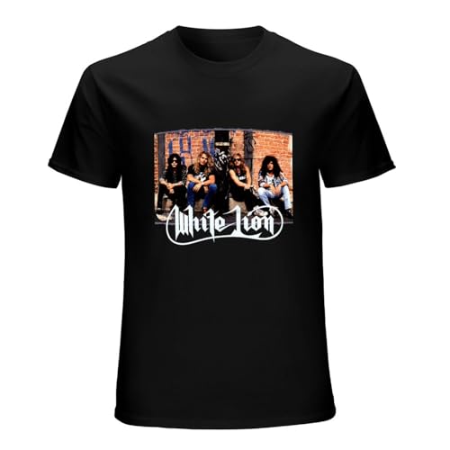 White Lion Music Band Group Picture and Logo Retro Rock Short Sleeve T-Shirt Black XL von XIASHUN