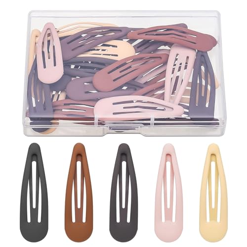 XIATIAN Haarspangen Mädchen, 30 Stück 5cm Haarschmuck Mädchen Haarspangen Kinder, Bunte Glitzer Haarspangen, Mädchen aus Metall mit Schnappverschluss Rutschfest Haarklammern für Mädchen (Einfarbig) von XIATIAN