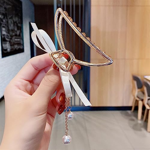 Band Schleife Perle Haargreifer Clips Mode Nette Haarspange for Frauen Haarnadeln Klammern Krabbenspangen Haarschmuck Geschenke 1St (Color : JH0192-10) von XIBANY