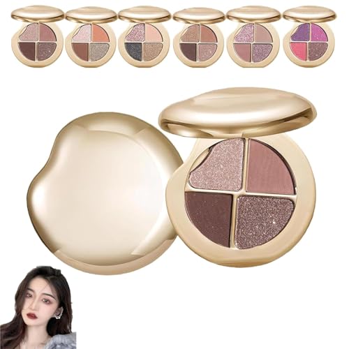 Augen- & Wangenpalette, 4 Lidschatten- & Highlighter-Nuancen, aufbaubarer Metallic-Glow, zum Schattieren und Definieren des Gesichts, Gesichts-Highlighter & Luminizer von XIBDGNTNE