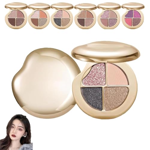 Augen- & Wangenpalette, 4 Lidschatten- & Highlighter-Nuancen, aufbaubarer Metallic-Glow, zum Schattieren und Definieren des Gesichts, Gesichts-Highlighter & Luminizer von XIBDGNTNE