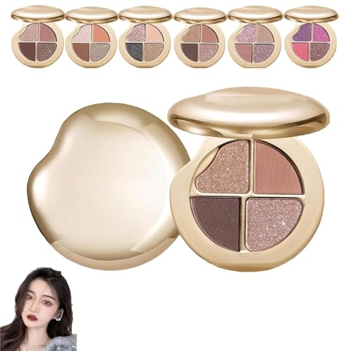 Augen- & Wangenpalette, 4 Lidschatten- & Highlighter-Nuancen, aufbaubarer Metallic-Glow, zum Schattieren und Definieren des Gesichts, Gesichts-Highlighter & Luminizer von XIBDGNTNE