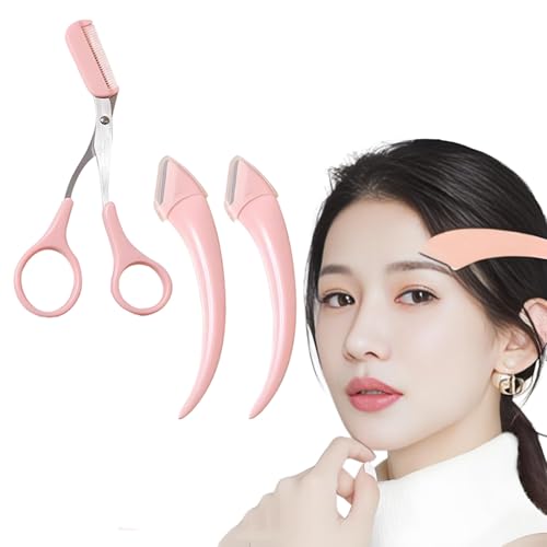 Beginner's Safety Eyebrow Razor, Crescent Eyebrow Makeup Trimmer, Multipurpose Facial Hair Shaper Trimmer for Women (Pink) von XIBHDN