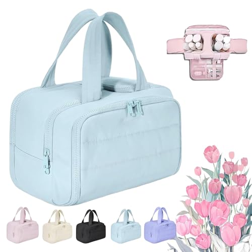 Convely Toiletry Bag, Large Capacity Wide-Open Travel Cosmetic Bag, Toiletry Bag a 4-in-1 Travel Organizer, Lightweight Large Wide-Open Travel Bag for Women, Dry-and-Wet Separation (Blue) von XIBHDN