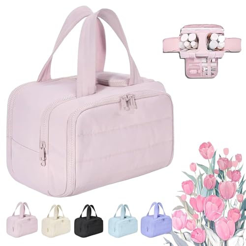 Convely Toiletry Bag, Large Capacity Wide-Open Travel Cosmetic Bag, Toiletry Bag a 4-in-1 Travel Organizer, Lightweight Large Wide-Open Travel Bag for Women, Dry-and-Wet Separation (Pink) von XIBHDN