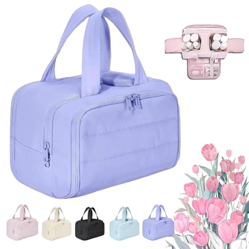 Convely Toiletry Bag, Large Capacity Wide-Open Travel Cosmetic Bag, Toiletry Bag a 4-in-1 Travel Organizer, Lightweight Large Wide-Open Travel Bag for Women, Dry-and-Wet Separation (Purple) von XIBHDN