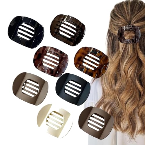 Hailoyearn Hair Clips,Hailoyearn Flat Hair Clips for Women,Hailoyearn Casual Versatile Solid Colour Lay Flat Hair Clip,Volume Flat Top Round Clip for Thick or Thin Hair (8 Pcs) von XIBHDN