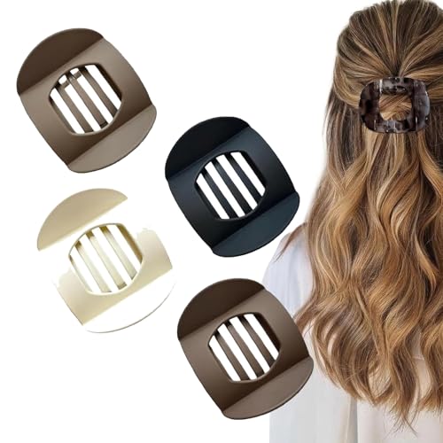 Hailoyearn Hair Clips,Hailoyearn Flat Hair Clips for Women,Hailoyearn Casual Versatile Solid Colour Lay Flat Hair Clip,Volume Flat Top Round Clip for Thick or Thin Hair (A Set) von XIBHDN