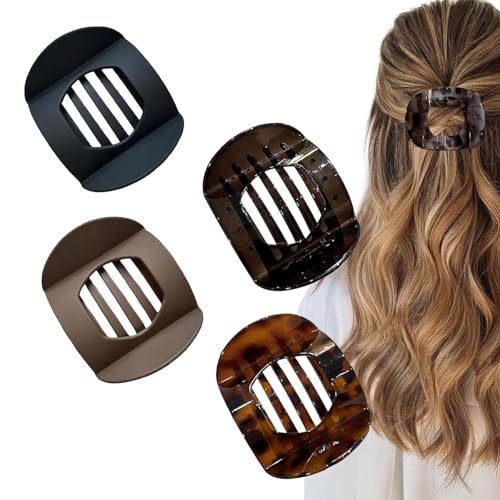 Hailoyearn Hair Clips,Hailoyearn Flat Hair Clips for Women,Hailoyearn Casual Versatile Solid Colour Lay Flat Hair Clip,Volume Flat Top Round Clip for Thick or Thin Hair (D Set) von XIBHDN
