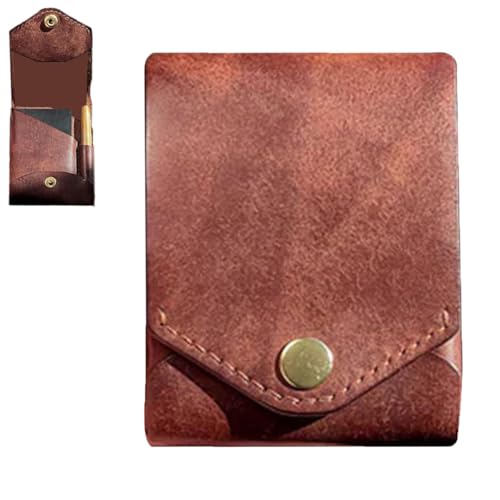 XIBHDN Vintage Handmade Leather Wallet, Multifunctional Handmade Leather Wallet for Men, Multifunctional Compact Wallets with Built-In Pen Slot (1pcs) von XIBHDN