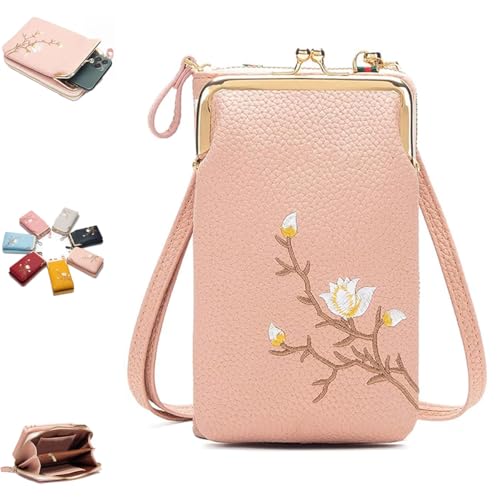 XIBHDN Women Sling Cross-Body Wallet with Mobile Cell Phone Holder, Wallet Crossbody, Phone Wallets Purses (Beige) von XIBHDN