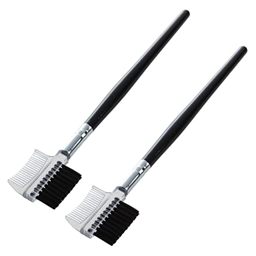 XIDIT Damen-Augenbrauenkamm, doppelseitig, Holzhalter, Make-up, Kosmetik, Make-up-Werkzeug, 2 Stück, Schwarz von XIDIT