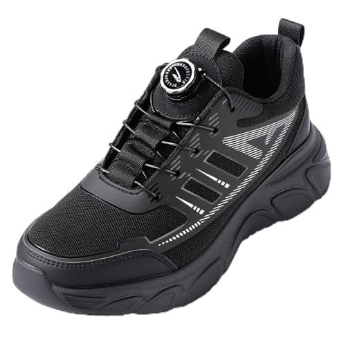 XIEHX Arbeitsschuhe Herren Sicherheitsschuhe Stahlkappenschuhe mit Drehschnalle Schnürsenkeln Rutschfeste Leichte Arbeitsschuhe von XIEHX