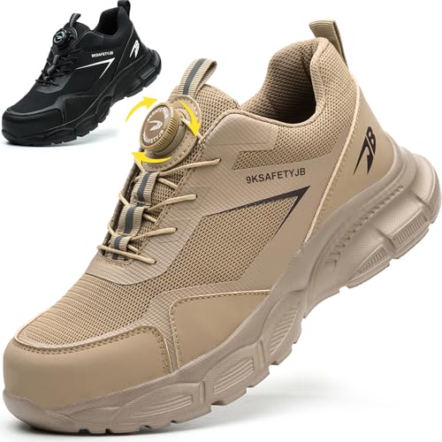 XIEHX Sicherheitsschuhe Arbeitsschuhe Herren Damen Leicht Stahlkappenschuhe Atmungsaktiv Industrielle Arbeitsschuhe mit Drehschnallen Schnürsenkeln von XIEHX