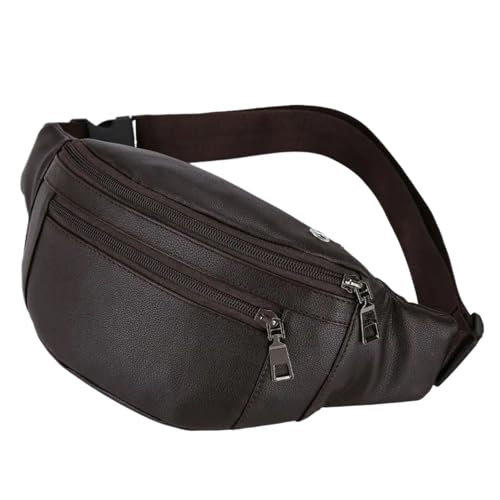Hüfttasche Business Leder Taille Tasche Multifunktionale Bargeld Geldbörsen Outdoor Umhängetaschen wasserdichte Sporting Pack Reisetasche Mann(Brown) von XIEHYA
