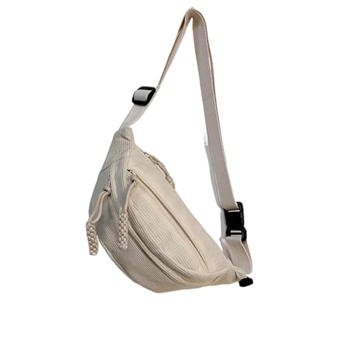 Hüfttasche Casual Cord Gürtel Taschen for Frauen Einfache Fanny Pack Weibliche Taille Tasche Hüfte Geldbörse Schulter Umhängetasche Brust(White) von XIEHYA