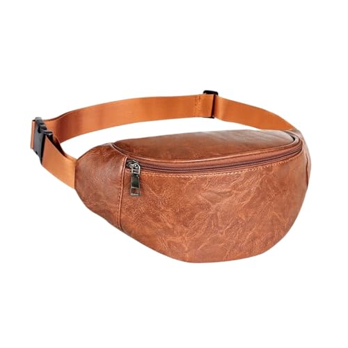 Hüfttasche Fanny Pack Damen Gürteltasche Leder Hüfttasche Herren wasserdichte Brusttasche Outdoor(Brown) von XIEHYA
