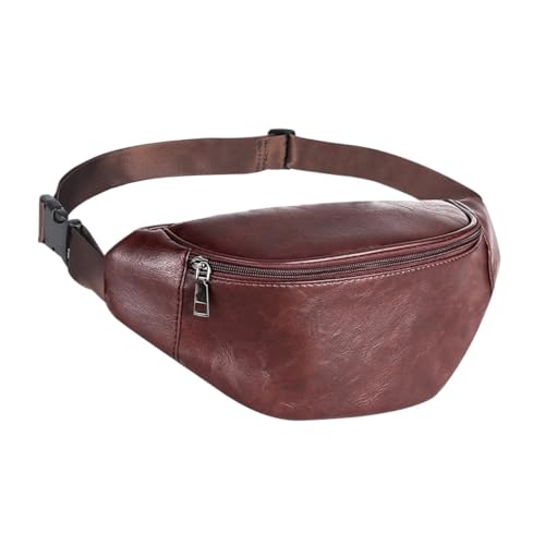 Hüfttasche Fanny Pack Damen Gürteltasche Leder Hüfttasche Herren wasserdichte Brusttasche Outdoor(Coffee) von XIEHYA