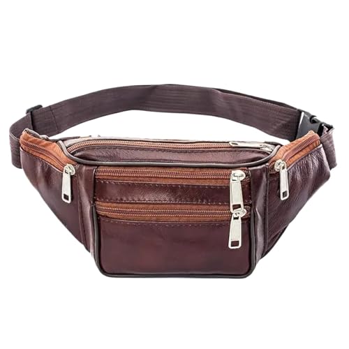 Hüfttasche Leder Herren Taille Packs Kausal Klassische Männer Tasche Weiche Solide Griff Handtasche Sport(Brown) von XIEHYA