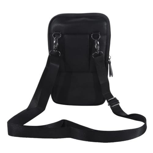Hüfttasche Leder Taille Tasche Tragen Outdoor Sport Schulter Einfarbig Umhängetaschen Männer Handy Taschen(Black) von XIEHYA