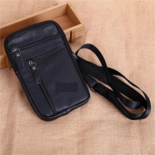 Hüfttasche Leder Taille Tasche Tragen Outdoor Sport Schulter Einfarbig Umhängetaschen Männer Handy Taschen(Brown) von XIEHYA