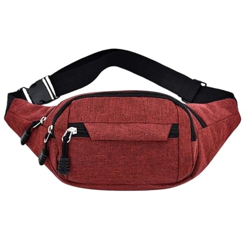 Hüfttasche Männer Brust Paket wasserdichte Outdoor Sport Tasche Canvas Taille Fanny Crossbody Männlich(Red) von XIEHYA