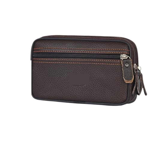 Hüfttasche Männer Leder Fanny Taille Tasche Einfarbig Zipper Gürtel Bum Geldbörse Karte Halter(Coffee) von XIEHYA