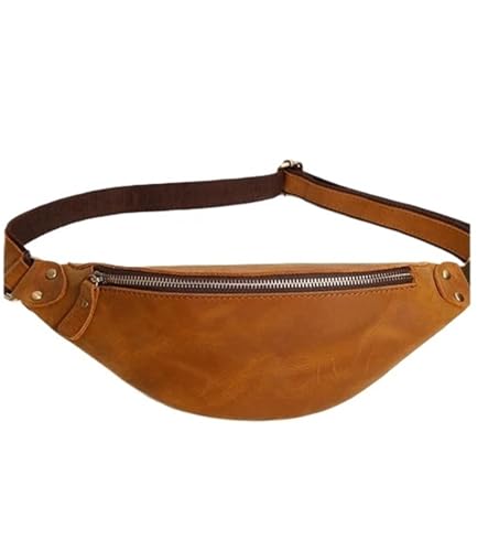 Hüfttasche Männer Taille Tasche Echtes Leder Vintage Kleine Fanny Pack Bum Fall Beutel Männliche Reise Brust Männlich(Brown) von XIEHYA