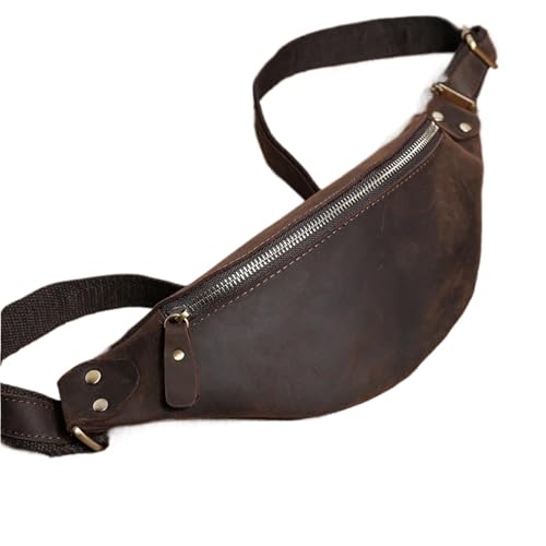 Hüfttasche Männer Taille Tasche Echtes Leder Vintage Kleine Fanny Pack Bum Fall Beutel Männliche Reise Brust Männlich(Coffee) von XIEHYA