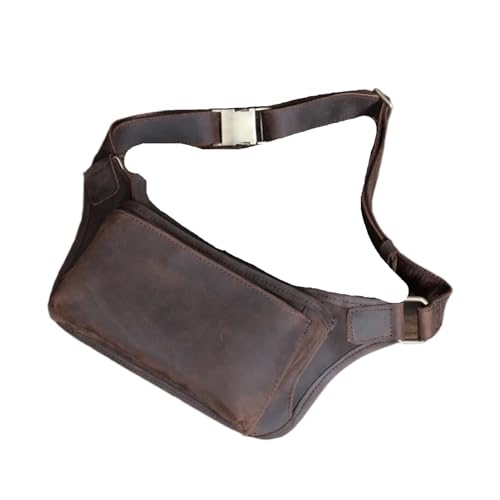 Hüfttasche Taille Pack Leder Männer Outdoor Schulter Brust Tasche for Männliche Umhängetaschen Handtaschen(Deep Coffee) von XIEHYA