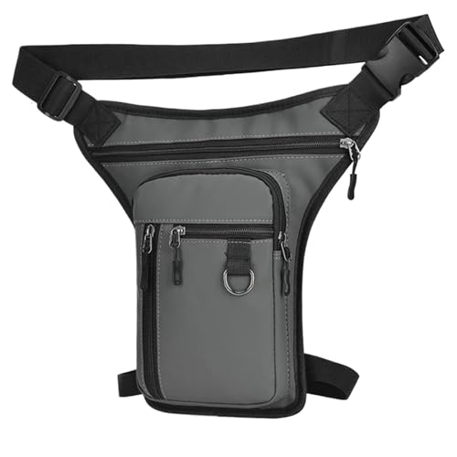 Hüfttasche Taille Tasche for Männer Fanny Pack Geldbörse Motorrad Reiten Schulter Kreuz Körper Oberschenkel Männlichen Hüfte Gürtel Taschen(Grey) von XIEHYA