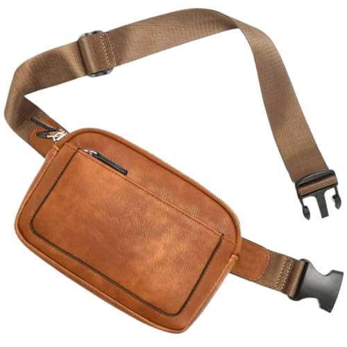 Hüfttasche Taillengürteltaschen for Damen, Umhängetasche, Verstellbarer Riemen, Leder-Damenhandtasche(Dark Brown) von XIEHYA