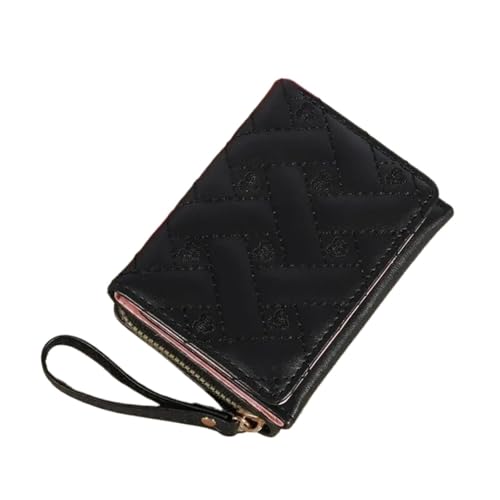 XIEHYA Damen Geldbörse Damen-Geldbörse, Münzgeldbörse, dreifach Faltbarer Kartenhalter, Geldbörse mit Mehreren Kartenfächern, Damen-Geldbörse Mit Mehreren Fächern(Black) von XIEHYA