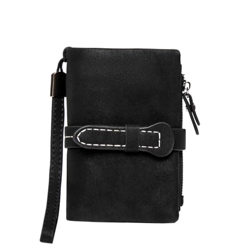 XIEHYA Damen Geldbörse Damen-Geldbörse, kleine Damen-Leder-Geldbörse, Damen-Armband mit Kartenhalter, Münzgeldbörse Mit Mehreren Fächern(Black) von XIEHYA