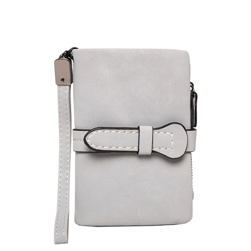 XIEHYA Damen Geldbörse Damen-Geldbörse, kleine Damen-Leder-Geldbörse, Damen-Armband mit Kartenhalter, Münzgeldbörse Mit Mehreren Fächern(Gray) von XIEHYA