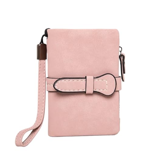 XIEHYA Damen Geldbörse Damen-Geldbörse, kleine Damen-Leder-Geldbörse, Damen-Armband mit Kartenhalter, Münzgeldbörse Mit Mehreren Fächern(Pink) von XIEHYA