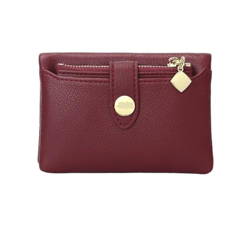XIEHYA Damen Geldbörse Damen-Geldbörse aus Leder, tragbar, doppelt gefaltet, Kurze Damen-Geldtasche, multifunktionale kleine Geldbörse Mit Mehreren Fächern(Red) von XIEHYA