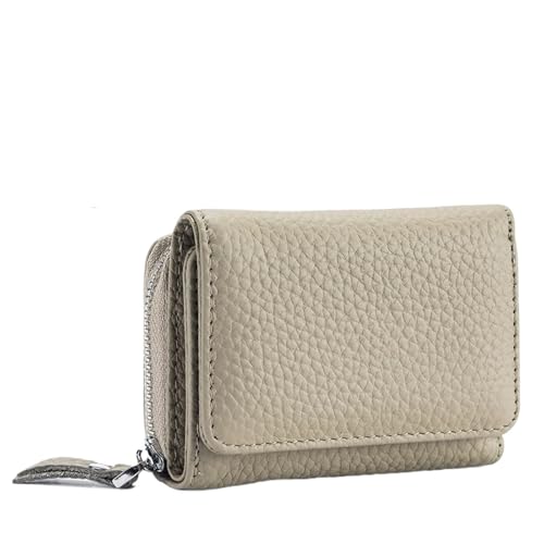 XIEHYA Damen Geldbörse Echtes Leder Frauen Brieftasche Kleine Zipper Münze Brieftasche Weibliche Kurze Leder Frauen Geldbörse Karte Geld Tasche Mit Mehreren Fächern(Gray) von XIEHYA