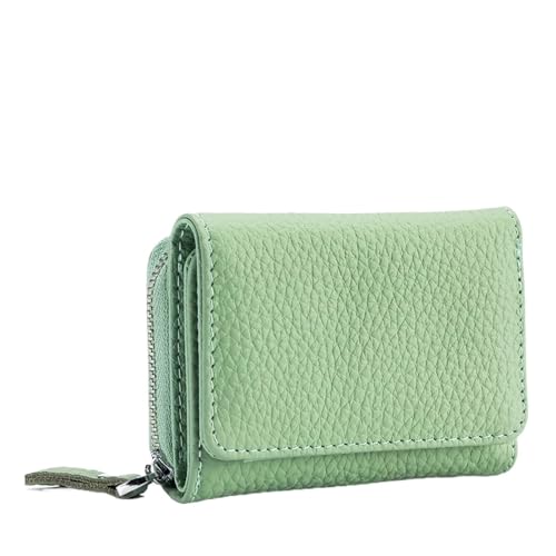 XIEHYA Damen Geldbörse Echtes Leder Frauen Brieftasche Kleine Zipper Münze Brieftasche Weibliche Kurze Leder Frauen Geldbörse Karte Geld Tasche Mit Mehreren Fächern(Green) von XIEHYA