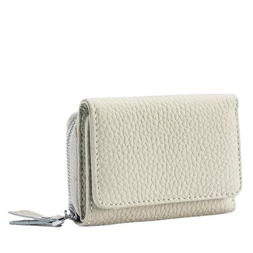 XIEHYA Damen Geldbörse Echtes Leder Frauen Brieftasche Kleine Zipper Münze Brieftasche Weibliche Kurze Leder Frauen Geldbörse Karte Geld Tasche Mit Mehreren Fächern(White) von XIEHYA