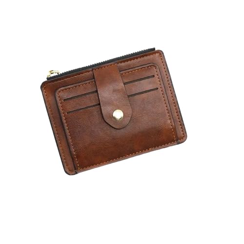 XIEHYA Damen Geldbörse Frauen Dünne Karte Halter Brieftasche Zipper Karte Geld Halter Vintage Kurze Brieftasche Weibliche Dünne Kleine Geldbörse Mit Mehreren Fächern(Coffee) von XIEHYA